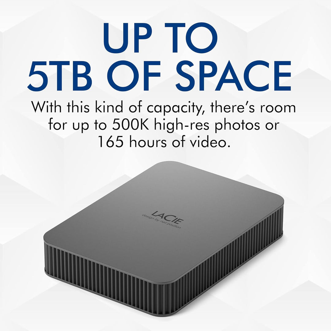 LaCie MOBILE DRIVE Secure 4TB tragbare externe Festplatte, 2.5 Zoll, Mac & PC, space grey, inkl. 2 J