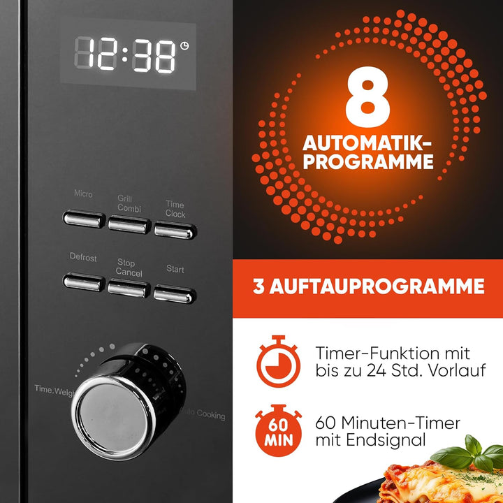 ProfiCook® Mikrowelle mit Grill | 23L | ohne Drehteller | vertikalöffnende Tür | 1000 Watt Grillleis