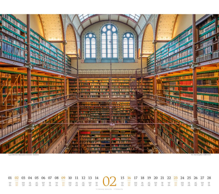 Welt der Bücher Kalender 2025, Wandkalender im Querformat (54x48 cm) - Mit den eindrucksvollsten Bib