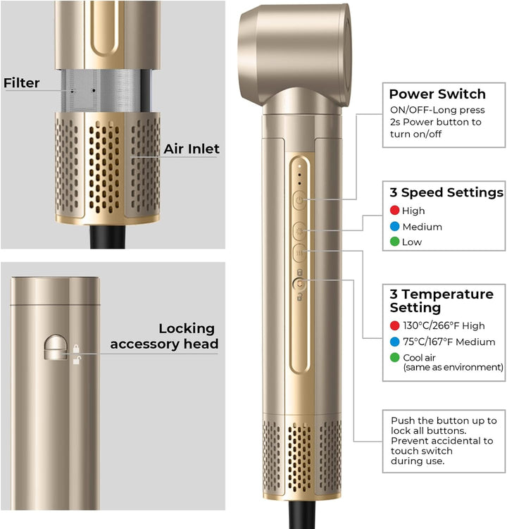 Hair Styler Set 6 In 1 Hairstyler, Airstyler mit 110000 U/MIN Warmluftbürste, Rundbürstenföhn, Haart