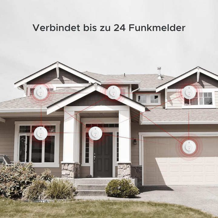 X-Sense Vernetzter Rauchmelder mit 10 Jahre Batterie, Feuermelder mit Stummschaltung, entspricht EN