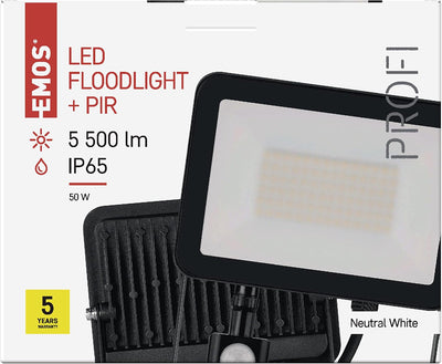 EMOS LED Strahler Profi 20W mit Bewegungsmelder, wasserdichtes Alu Flutlicht für Innen und Aussen, H