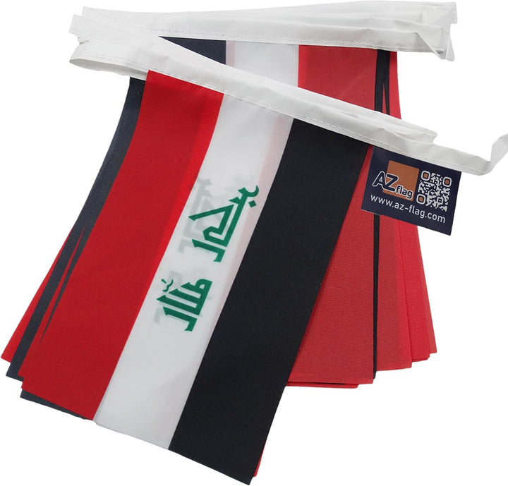 AZ FLAG FAHNENKETTE IRAK 12 Meter mit 20 flaggen 45x30cm- IRAKISCHE Girlande Flaggenkette 30 x 45 cm