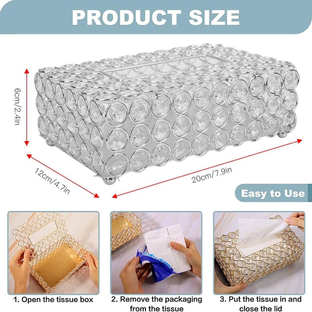Dekorative Kristall Tissue Box, Rechteckige Tisch Taschentuchhalter Abdeckung Komestikbox Taschentuc