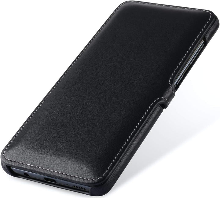 STILGUT Book Case entwickelt für Samsung Galaxy A71 Hülle aus Leder mit Clip-Verschluss, Lederhülle,