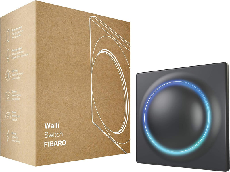 FIBARO Walli Switch / Z-Wave Plus Unterputz Relaisschalter, Drahtloser Ein-Aus-Auslöser,Anthrazit, F