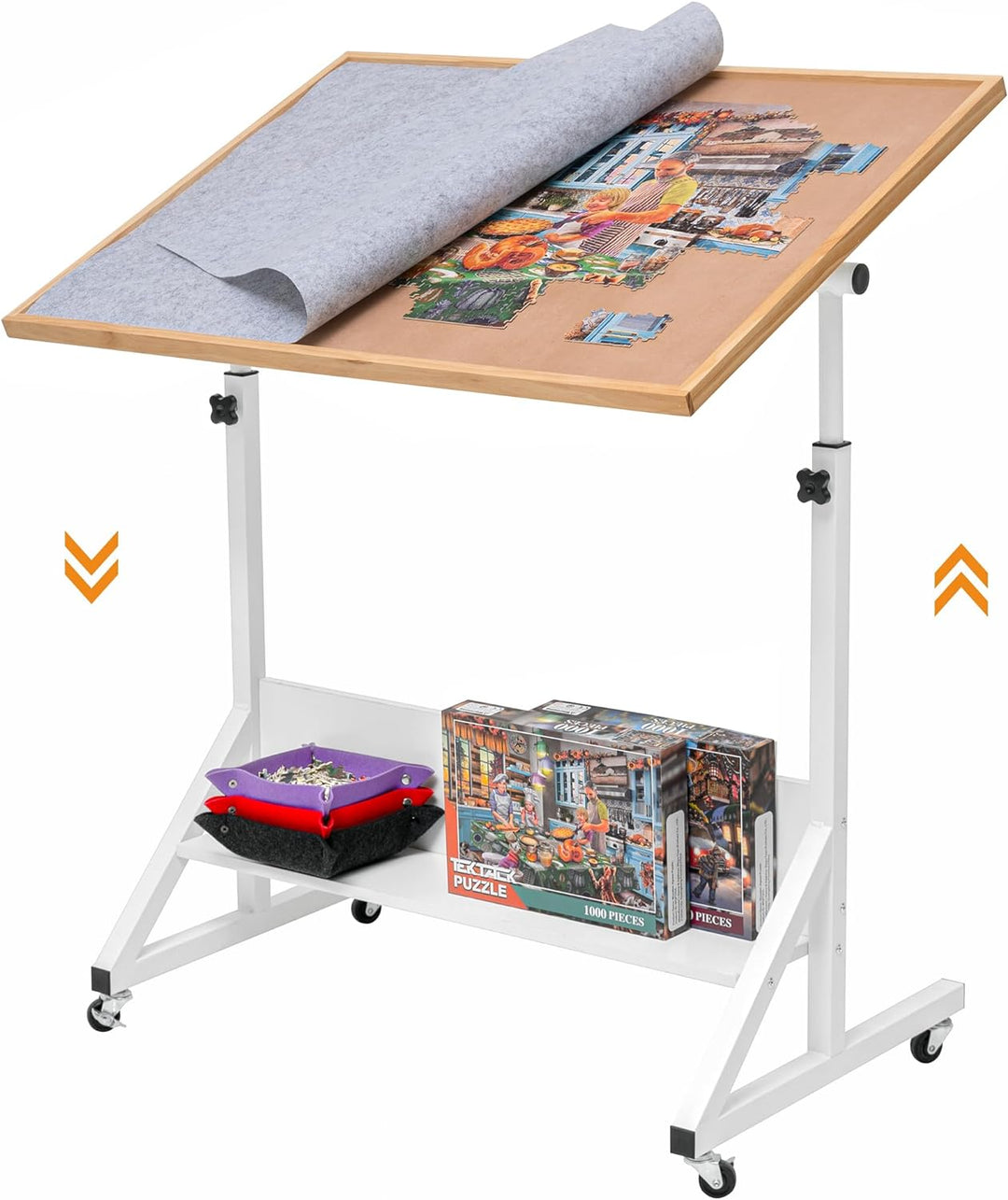 Tektalk Puzzletisch mit Winkel- & Höhenverstellung, Puzzlebrett mit Deckel, kippbare Puzzlestaffelei