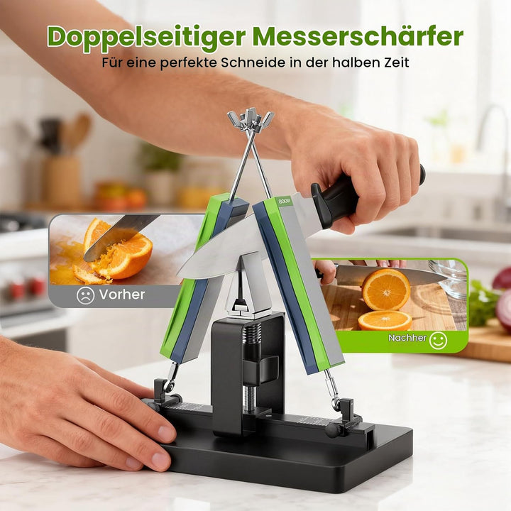 Messerschärfer Profi Set, Outdoor Messerschleifer mit 8 Körnungen, Universal Schärfsystem klein mit