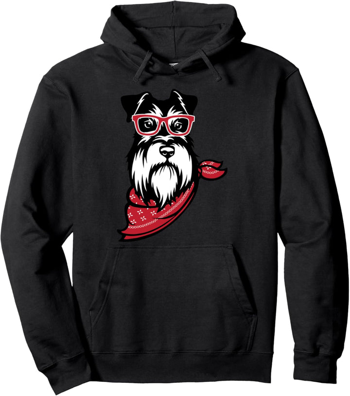 Miniature Schnauzer Face with Glasses Cute Gift Pullover Hoodie