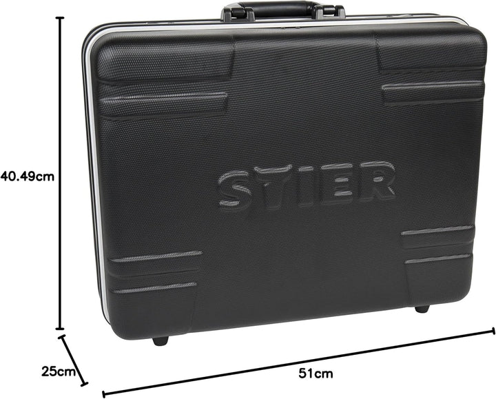 STIER Werkzeugkoffer Trolley leer, robuster Rollkoffer mit ABS-Kunsstoff & Aluminium, Toolbox schwar