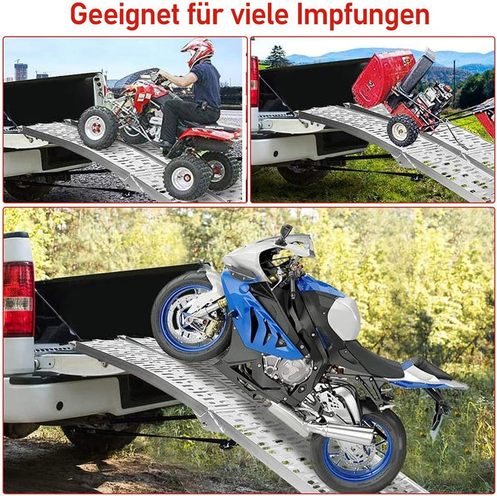 Herrselsam Auffahrrampe Faltbare ALU Rampen klappbar 226×28cm Laderampen 340 kg Traglast rutschfest