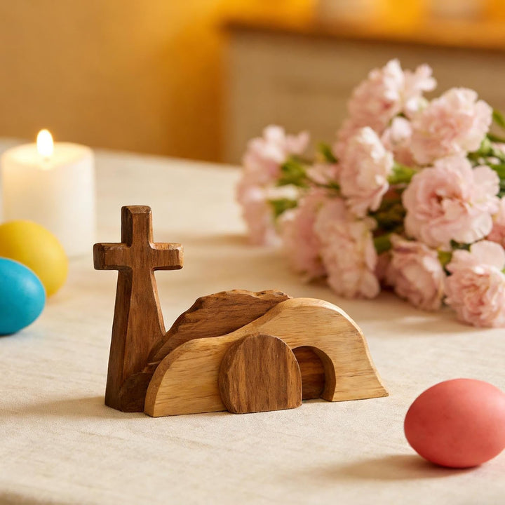 Generisch Leeres Grab aus Holz,Hölzerne religiöse Tischfiguren | -Grab-Deko für Zuhause | Kirche Kam