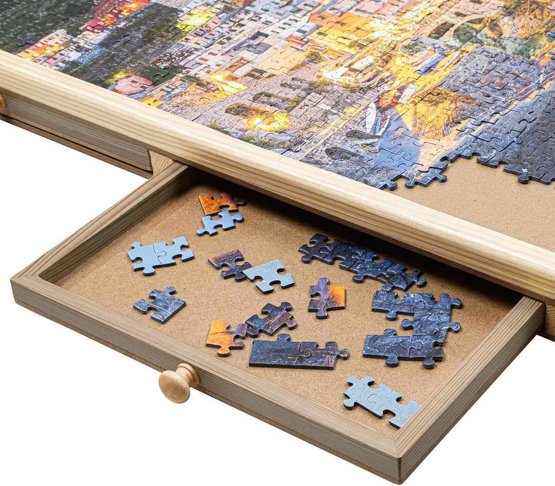 Bambelaa! Puzzletisch 1000 Teile mit 4 Schubladen Puzzlebrett mit Auszügen Tragbarer Puzzle Tisch fü
