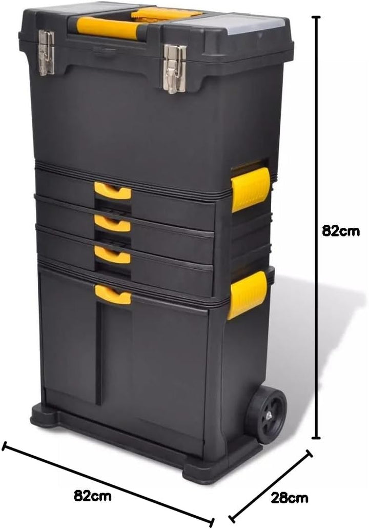 Werkzeugkoffer Tragbare Werkzeugkoffer Trolley Werkzeugaufbewahrung mit 2 Rollen und einem Griff 46