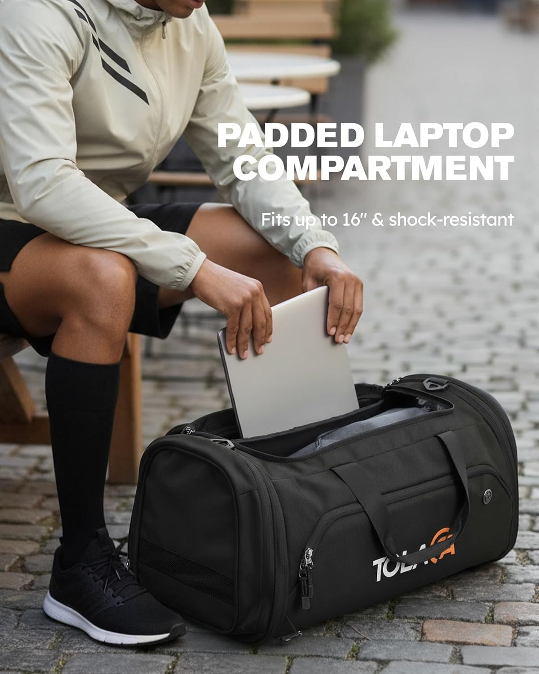 Tolaccea Sporttasche 56–70L für Herren & Damen– Erweiterbare Reisetasche mit Schuhfach & Nassfach, a