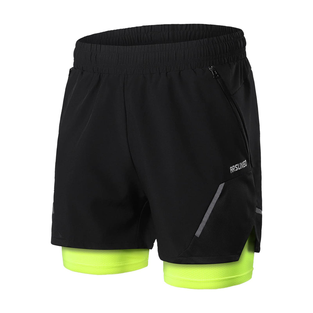 ARSUXEO Laufshorts Herren Laufhosen 2 in 1 Trainingsshorts Kurze Turnhose mit Mesh Liner Reissversch