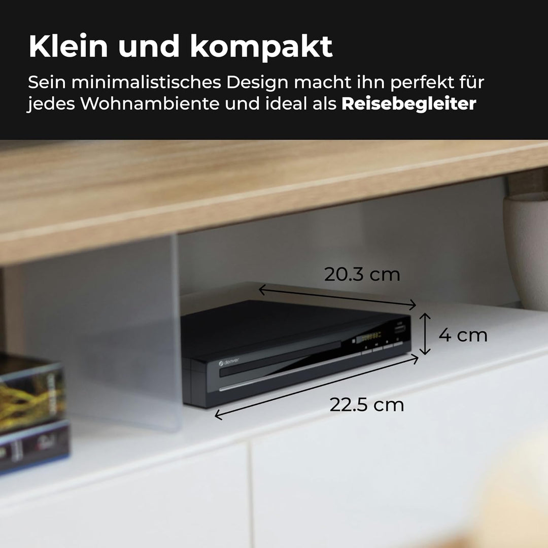 Denver DVH7787 DVD Player HDMI Für Fernseher, Mini, Alle Regionen Frei, 1080P Upscaling, Dolby Digit