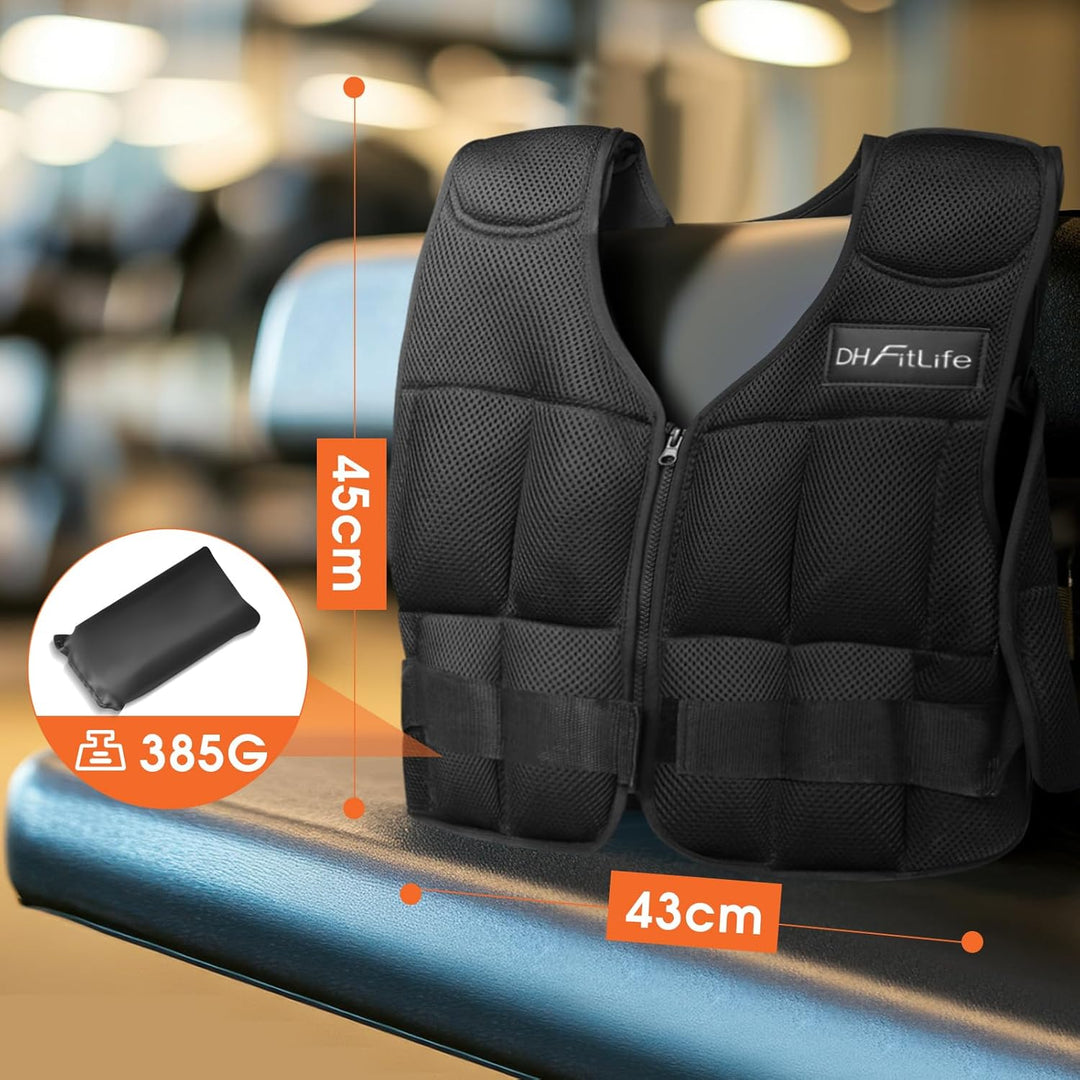 DH FitLife Verstellbare Gewichtsweste 10/20/30KG zum Muskelaufbau u. Krafttraining | Weighted Vest |