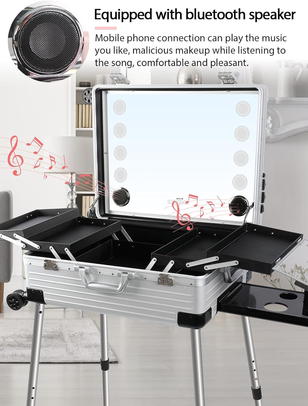 EBANKU Kosmetikkoffer Trolley Schminkkoffer, 24in PC Rolling Makeup Train Case Professionelle Künstl