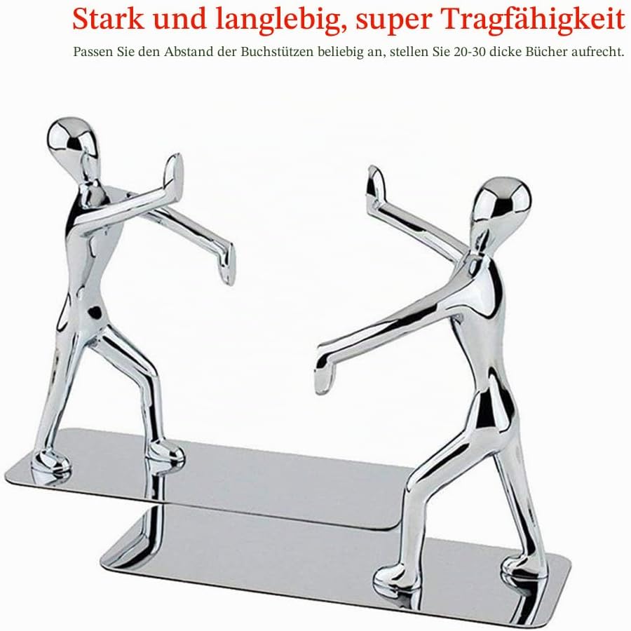 MerryNine Robuste Kung-Fu-Mann-Buchstützen aus Edelstahl, Buchstütze aus Edelstahl, kreativer Buchsc