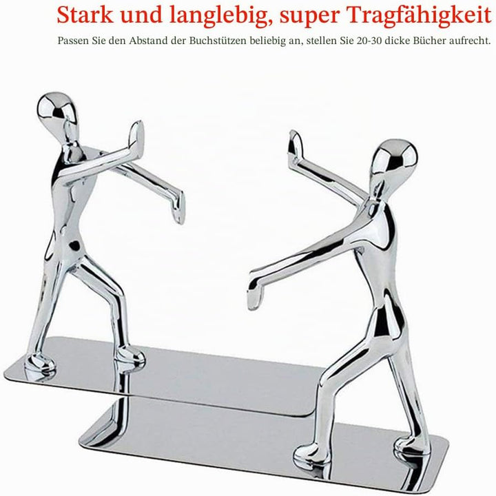 MerryNine Robuste Kung-Fu-Mann-Buchstützen aus Edelstahl, Buchstütze aus Edelstahl, kreativer Buchsc