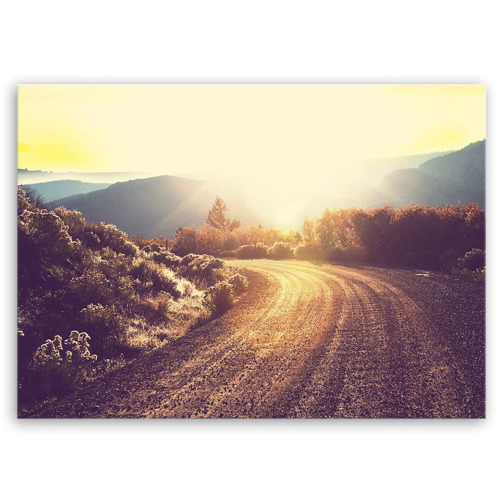 ge Bildet Bild auf Leinwand | Landschaftsbilder - road in forest E in 100x70 cm als Wandbild | Wand-