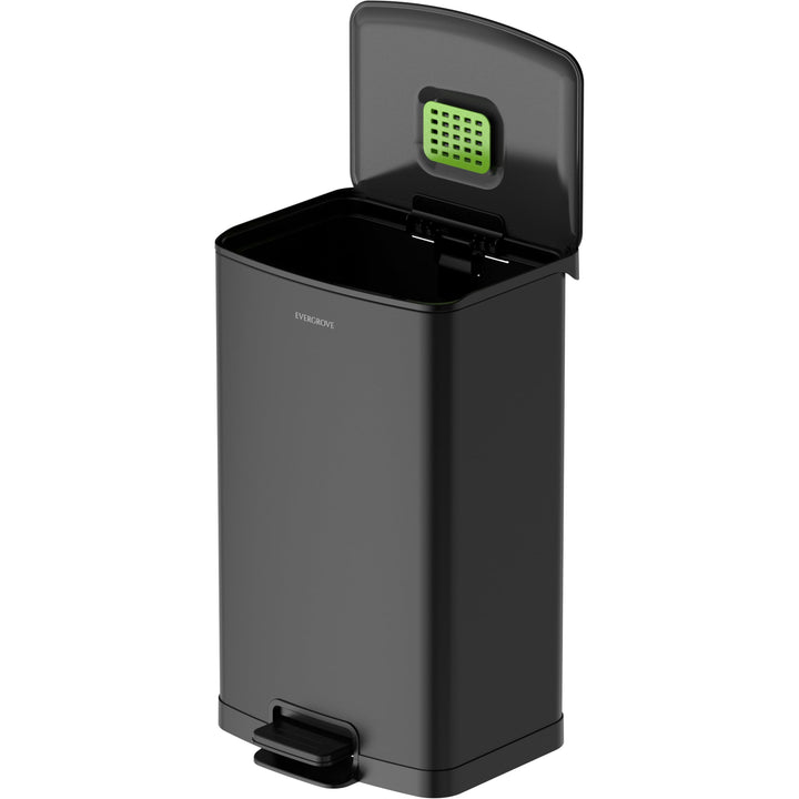 EverGrove 50L Treteimer aus Edelstahl mit Deckel, Soft-Close, Stay-Open Funktion, herausnehmbarer In