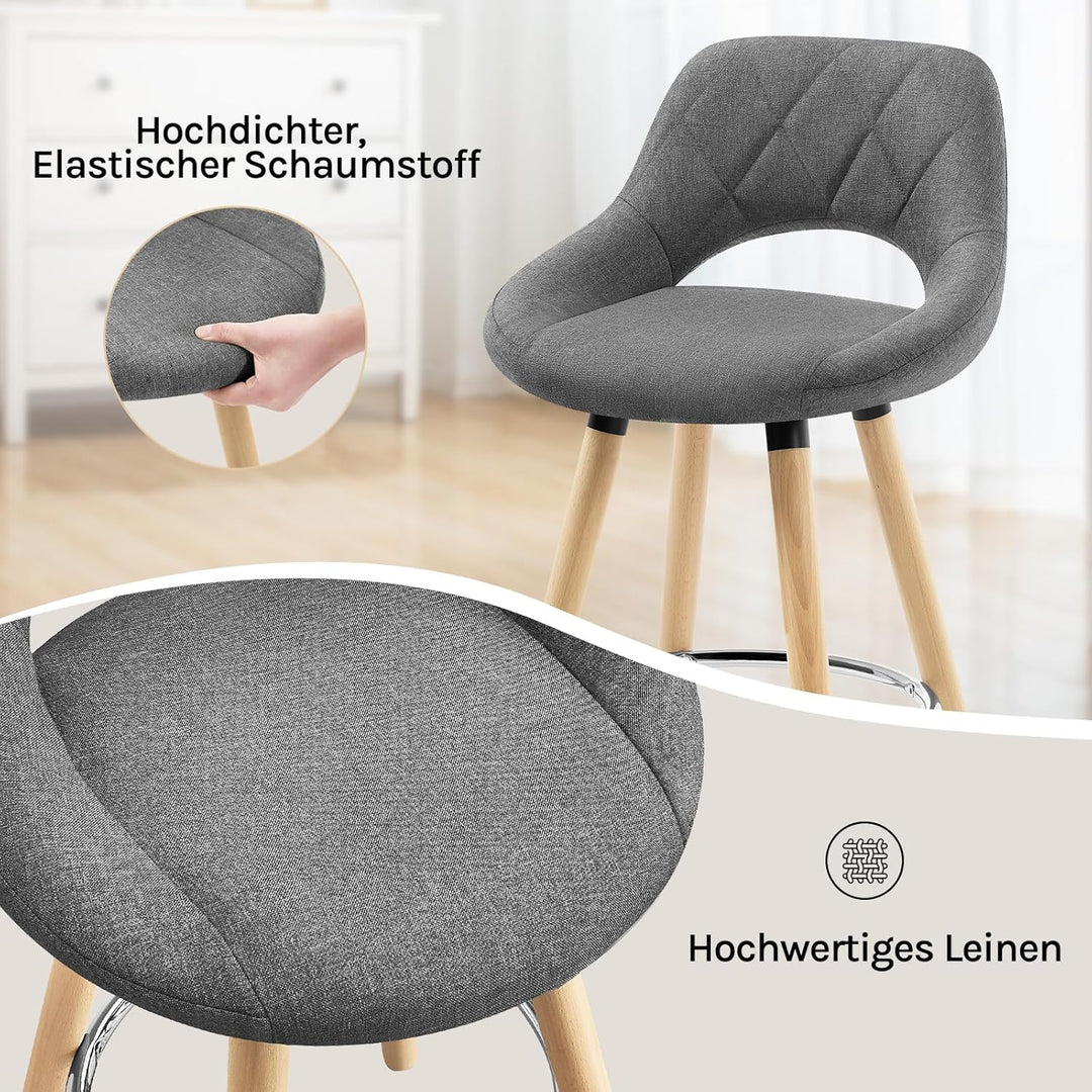 WOLTU Barhocker 2er Set, Barstuhl Küchenhocker Thekenhocker, Hocker mit Rückenlehne Fussstütze, aus