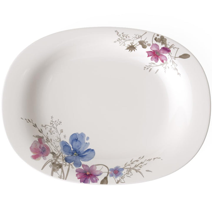 Villeroy und Boch Mariefleur Gris Basic Servierplatte, Premium Porzellan, Weiss/Bunt Servierplatte G