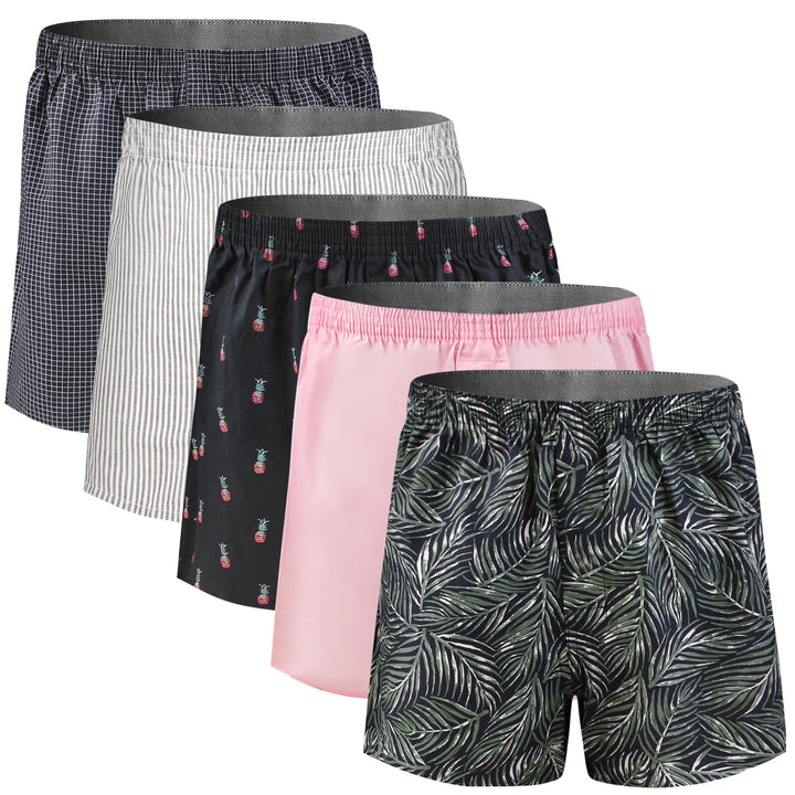 5Mayi Mens Boxers Shorts Multipack Woven Mens Underwear Pack Cotton Plaid Men's Boxers S A: Rosa 5er