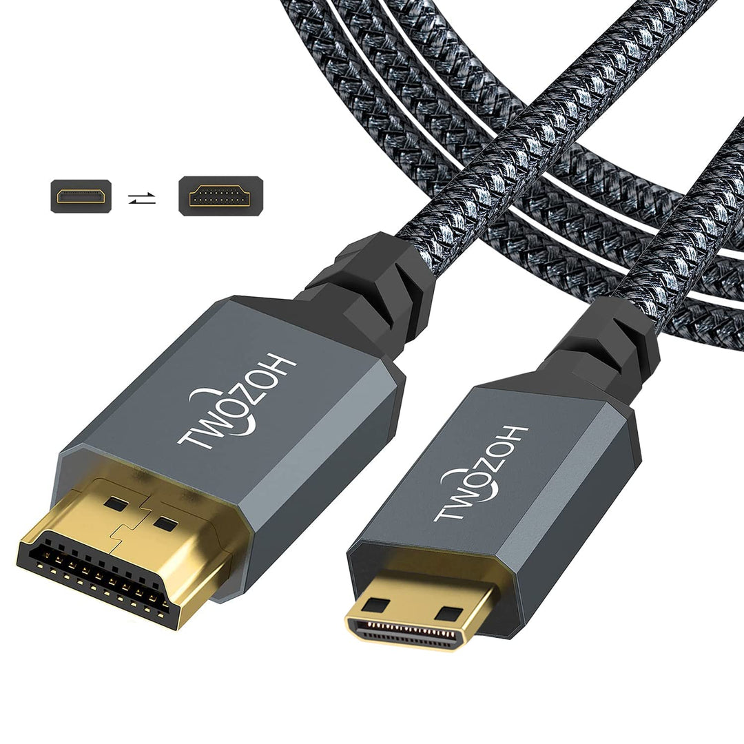 Twozoh Lang Mini HDMI auf HDMI Kabel 7,5M, geflochtenes HDMI auf Mini HDMI Kabel unterstützt 3D, 4K/