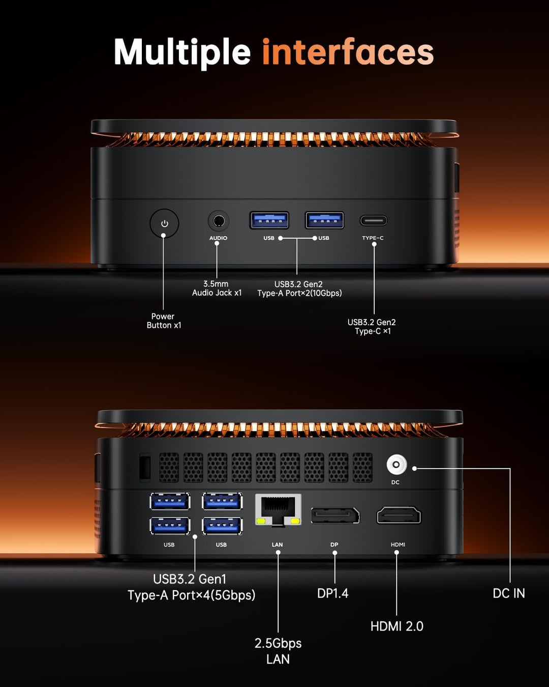 NiPoGi Hyper H1 Mini PC W-11 PRO Α-MD Ryzen 7 7735HS (Max 4.75GHz,8C/16T) 24GB LPDDR5 5500MHz/1TB M.