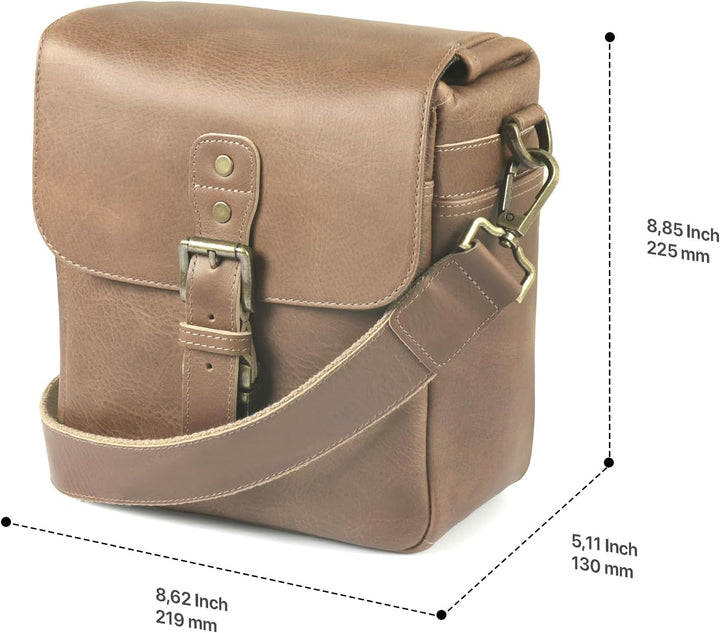 MegaGear MG1702 Torres Mini Kameratasche - Kuriertasche aus echtem Leder für Spiegellose, Sofortbild
