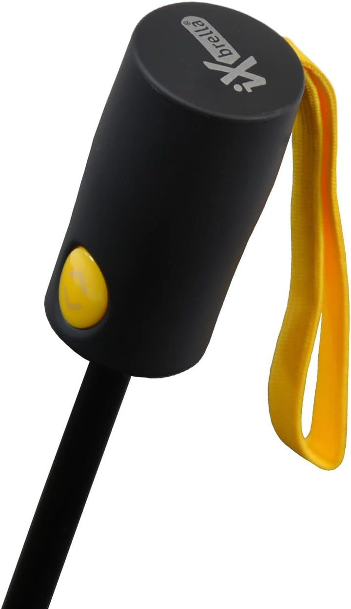 iX-brella Reverse umgekehrt öffnender Fiberglas-Taschenschirm mit farbigen Speichen - schwarz-gelb,
