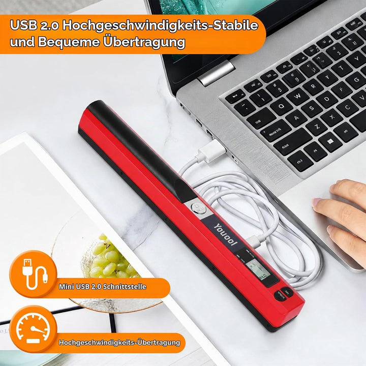 A4 Tragbarer Scanner, USB-Bildscanner, Handscanner, Farbscannen, 900 DPI, A4 Tragbarer Dokumentensca