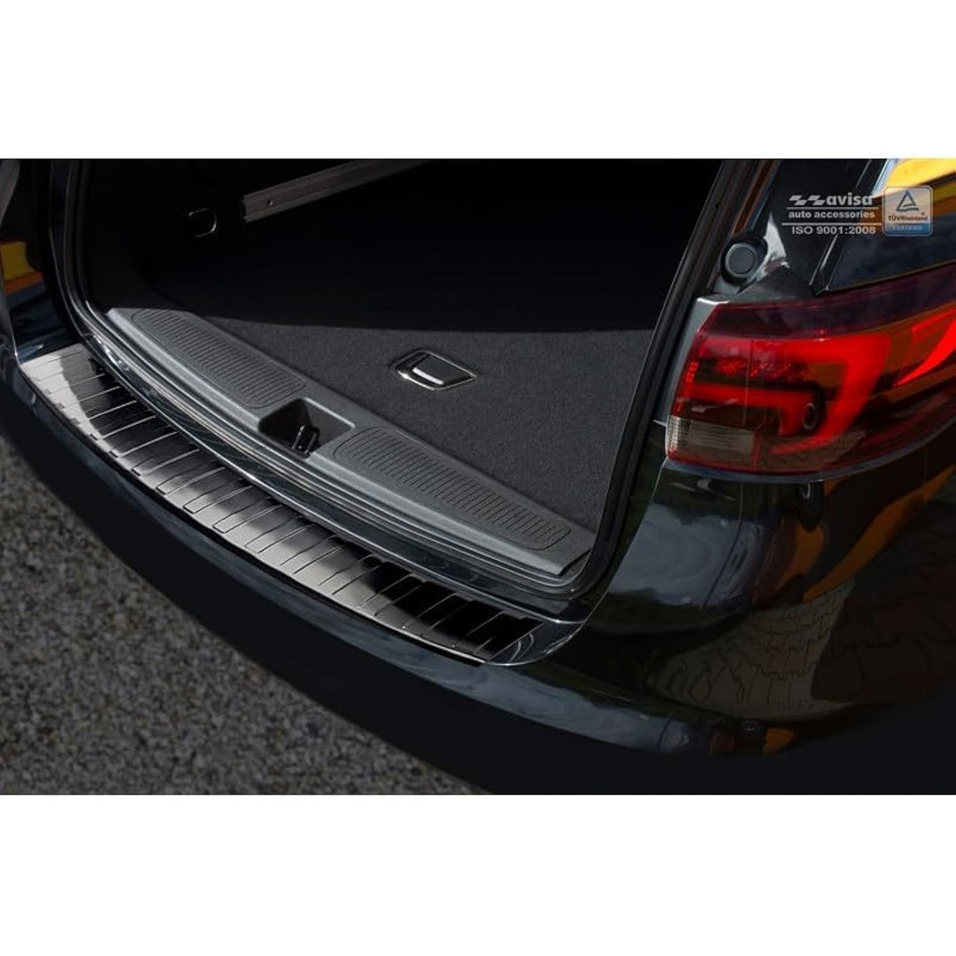 Schwarz Edelstahl Heckstossstangenschutz kompatibel mit Opel Astra K Sportstourer 2016-2022 'Ribs'