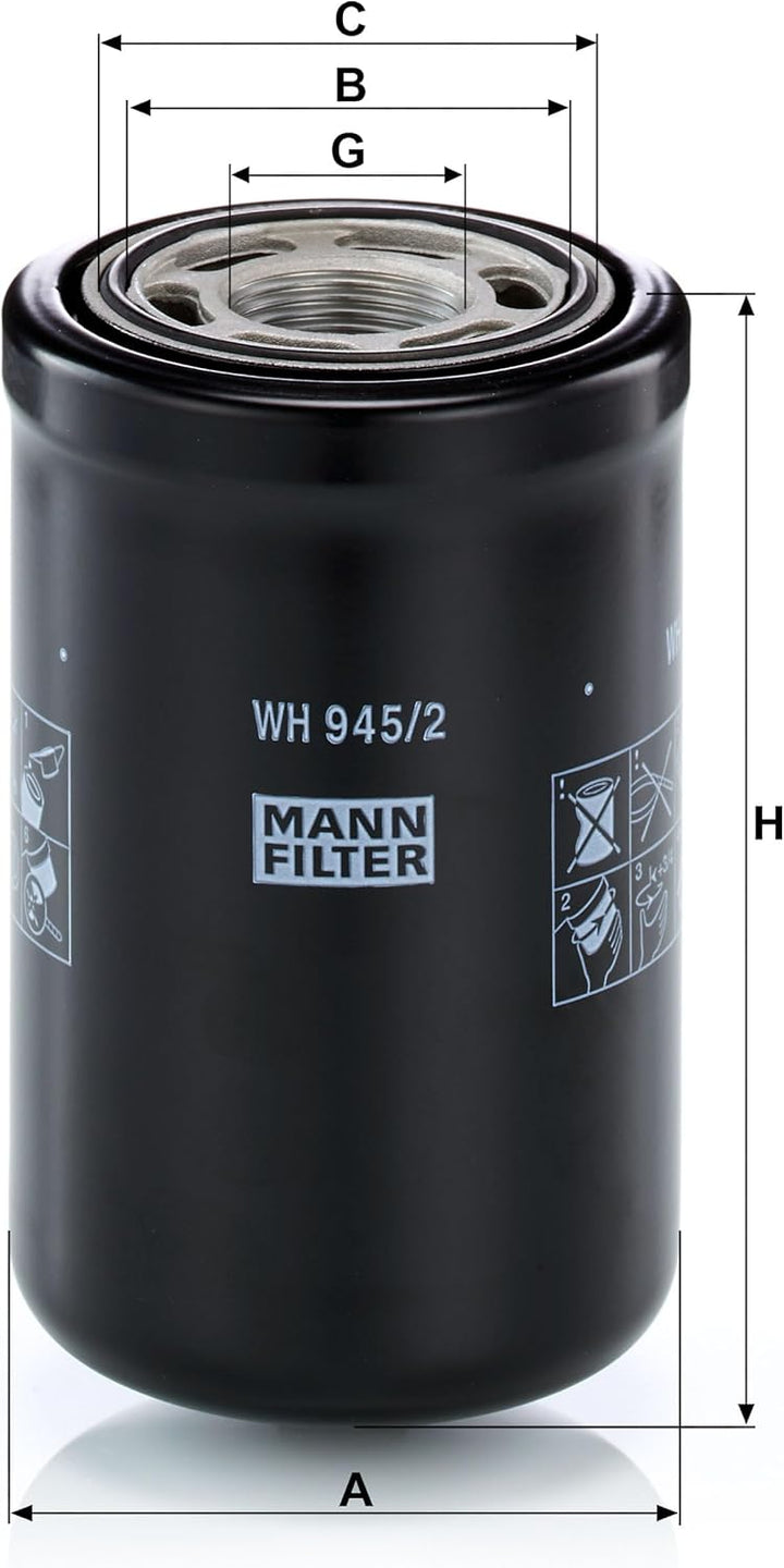 MANN-FILTER WH 945/2 Ölfilter – Hydraulikfilter – Für Nutzfahrzeuge