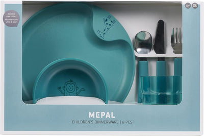 Mepal 108041012400 Mio Kindergeschirrset, mit Kinderteller, Schälchen, Becher und Besteck-Set, Ideal