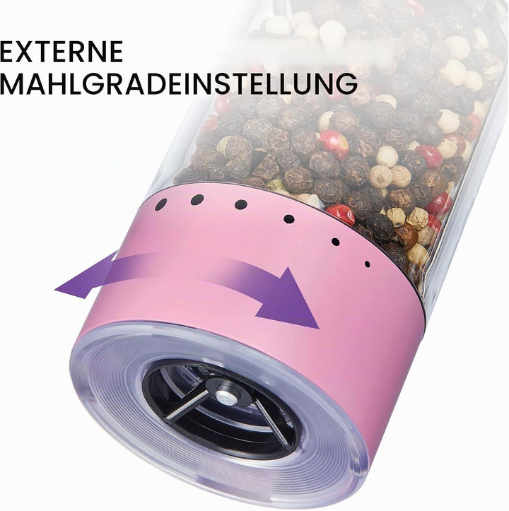 Flendy Salz und Pfeffermühle Elektrisch 2er Set, Elektrische Salz und Pfeffermühle Set mit USB-C Lad