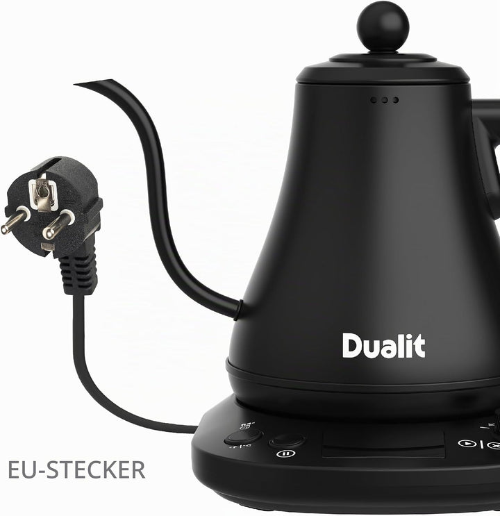 Dualit Wasserkocher Schwanenhals Schnellkochender Electric Kettle (800ml) - Schwarz Matt - Gooseneck