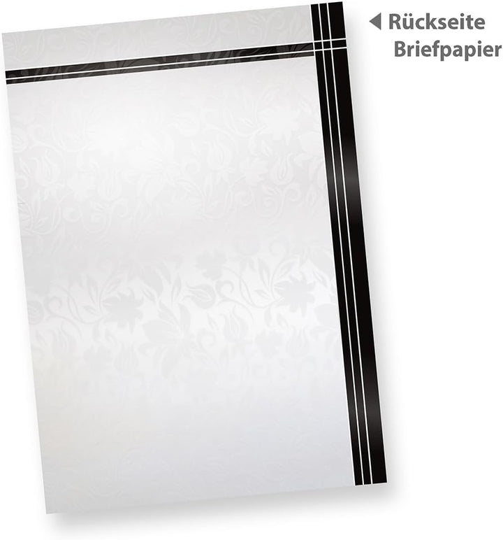 Briefpapier Set Trauer (500 Sets MIT Fenster) Set mit Briefbögen A4 und passende Trauerumschläge MIT