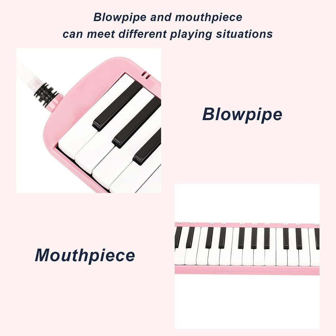 Melodica 37 Tasten Tastatur Melodica Blasmusikinstrument für Anfänger Professionelles Training (Rosa