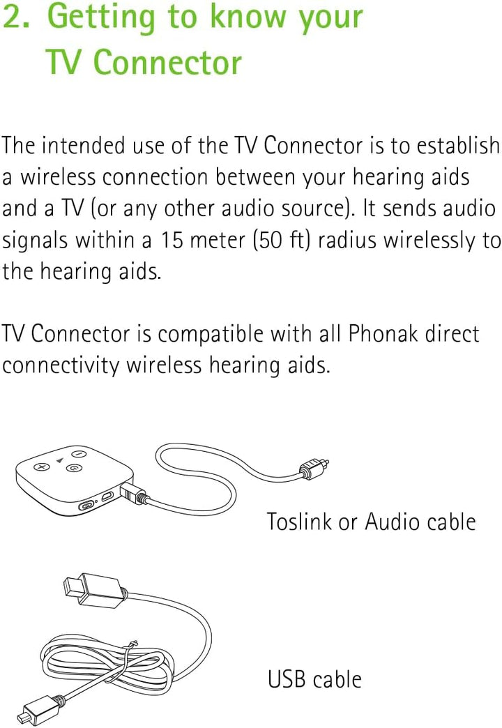 Kabelloses Hörgeräte-Zubehör Phonak TV Connector für Bluetooth Hörgerät Streamer Streams TV und Musi