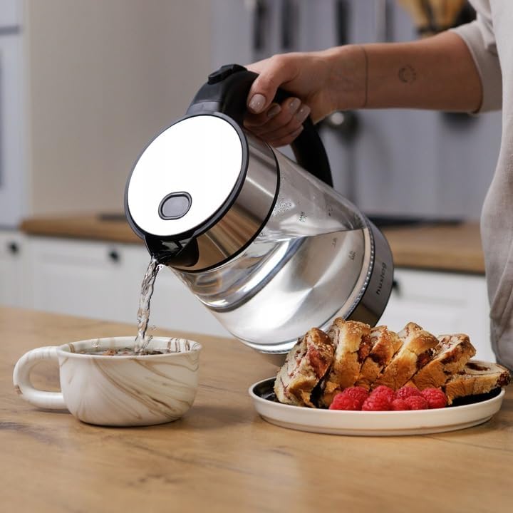 Wasserkocher Glas 1,7 Liter, 2200 Watt, LED-Beleuchtung, 100% BPA Frei, Verdicktes Glas Wasserkocher