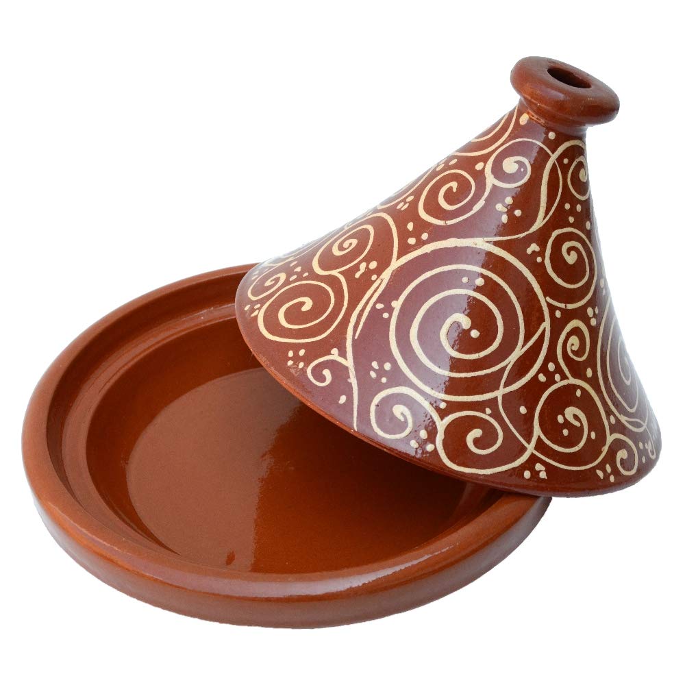Marokkanische Tajine, Rund, Ø 30 cm, glasiert zum Kochen für 4-5 Personen, Tontopf, Gartopf, Schmort