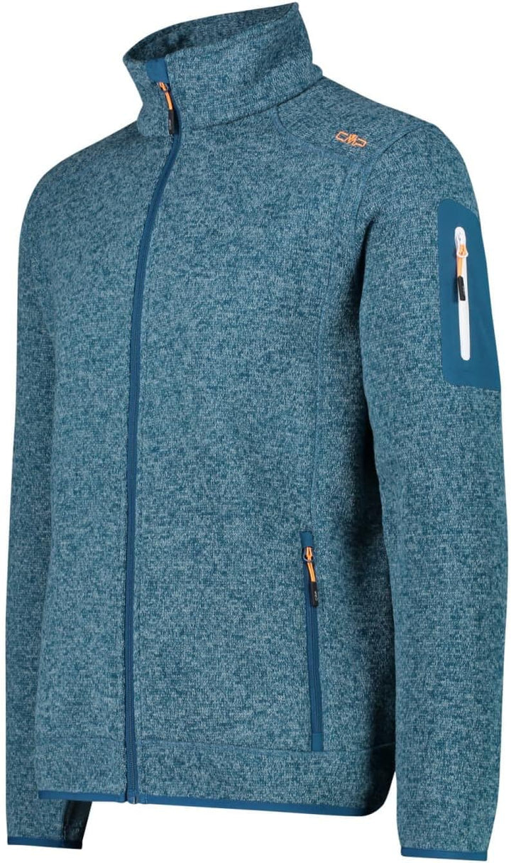 CMP Herren Knit tech mélange Fleece Jacket Fleecejacke 56 Deep Lake-white, 56 Deep Lake-white