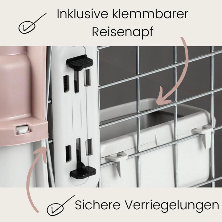 2er Set Transportbox IATA Flugbox Flugzeug Hundebox kleine Hunde Transportbox Katzen für 2 Tiertrans