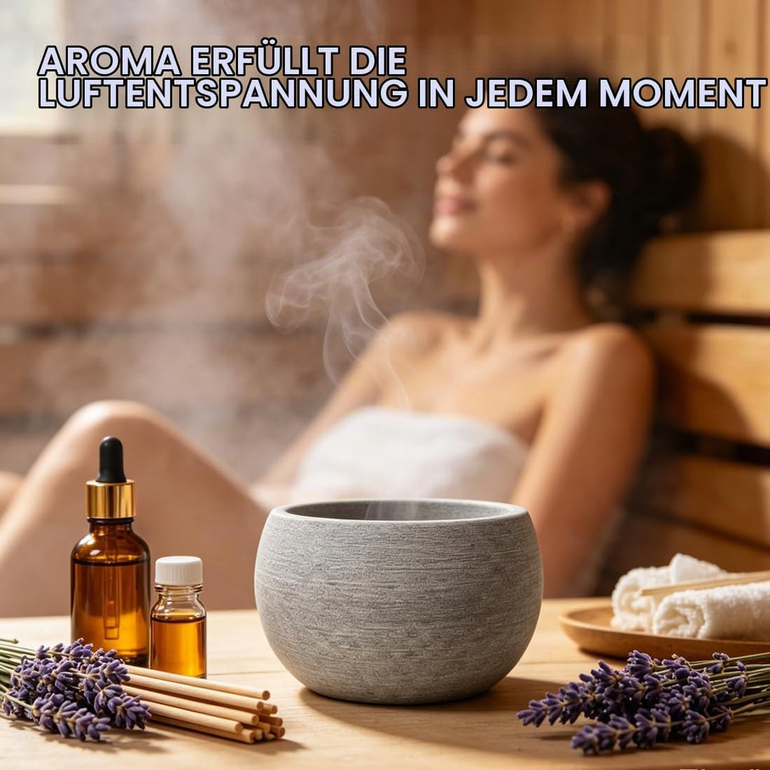 RANJIMA Sauna Verdampferschale aus Granit 10,5 x 6 cm Aromaschale für Aufgüsse auf Saunasteine mit M