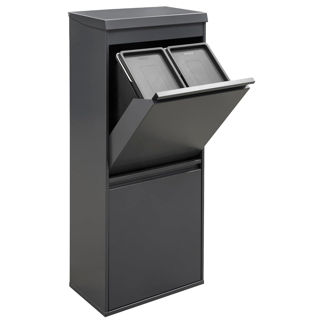 ARREGUI Top CR424-B Mülltrennsystem aus Stahl mit Aufbewahrungsbox mit Deckel | 3 Fächer Mülleimer f