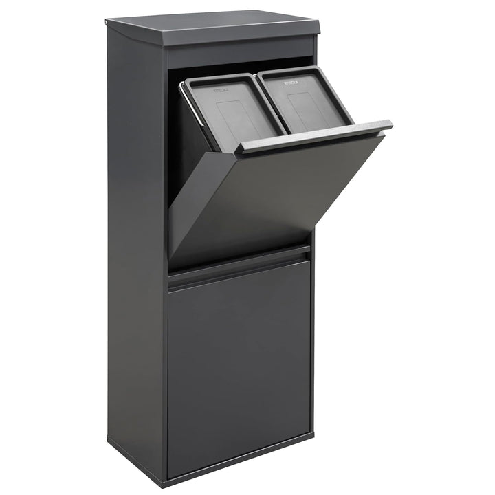 ARREGUI Top CR424-B Mülltrennsystem aus Stahl mit Aufbewahrungsbox mit Deckel | 3 Fächer Mülleimer f